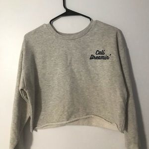 cropped grey sweatshirt